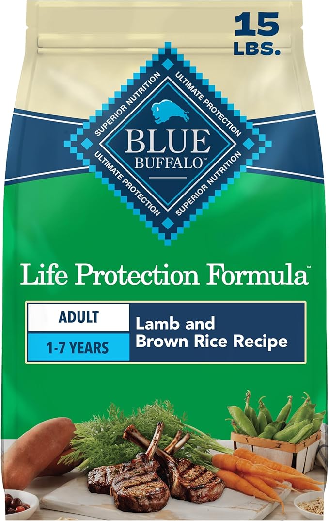 Blue Buffalo Life Protection Formula Lamb Adult Dry Dog Food, 15 lb | Real Lamb #1 Ingredient, Supports Immunity with Antioxidant-Rich LifeSource Bits, Promotes Healthy Muscle Development