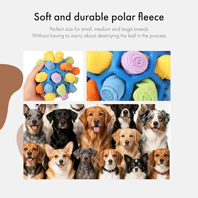 Mira's Pocket Dog Snuffle Ball Toy, Mental Stimulation Chew Toy for Dogs & Cats, 14cm Licking Mat Treat Dispensing Ball with Hollow Design, Slow Feeder for Fast Eaters (Rainbow Colors)