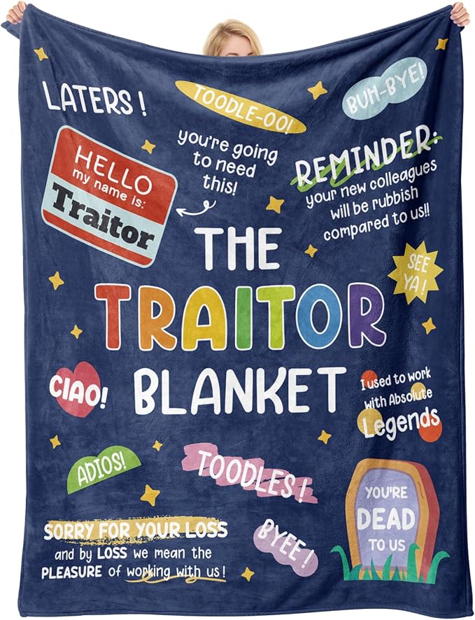 Farewell Gifts for Coworkers, Coworker Leaving Gifts for Women, Men | Deep Blue Traitor Blanket 60" X 50", Goodbye&Going Away Gifts for Coworkers, Work Besties, Leaving Gift for Employee Boss