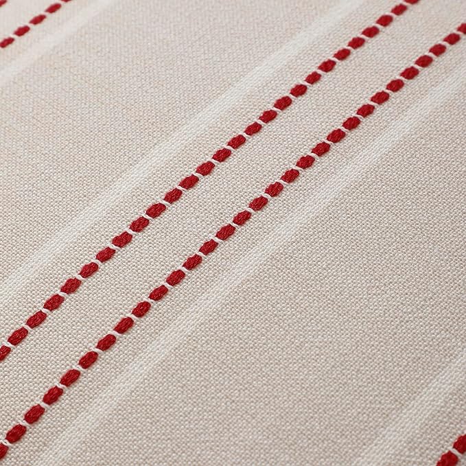 Hckot Christmas Pillow Covers 16x16 Set of 2 Winter Decorative Pillows Red | Xmas Decorations Throw Pillow Covers Striped Linen Square Cushion Covers for Sofa Couch Bed Living Room(Red)