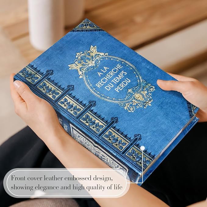 Book Box Decorative Storage Box Faux Wood Book Box | with Magnetic Cover Storage for Hidden Jewelry,Photos, Greeting Cards,Remotes，Large Size Box -4-04