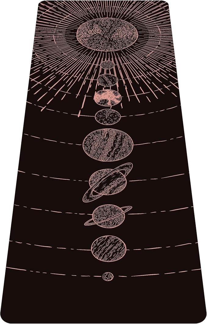 nuveti Printed Travel Yoga Mat-1/16 Inch Thick Non Slip Fitness Workout Mat with Carrying Bag, Foldable Lightweight Suede & Natural Rubber Yoga Mat for Yoga Pilates and Fitness 72" L x 24" W x 1.5mm