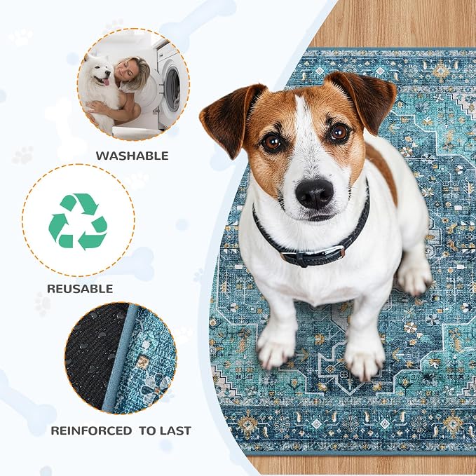 Lahome Reusable Washable Puppy Pads - 2 Pack Super Absorbent & Waterproof Dog Training Mats for Potty, Crate and Floor - Leakproof Pee Pads with Non-Slip Backing (Blue, 36"x48")