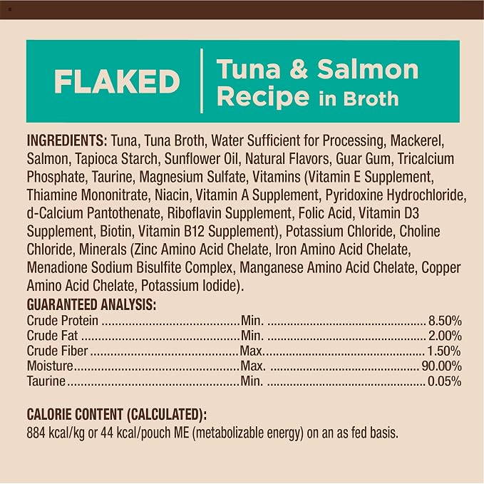 Wellness CORE Tiny Tasters Flaked Adult Wet Cat Food, Natural, Protein Rich, Grain Free, Tuna and Salmon Recipe, 1.75 oz, Pack of 12 Pouches