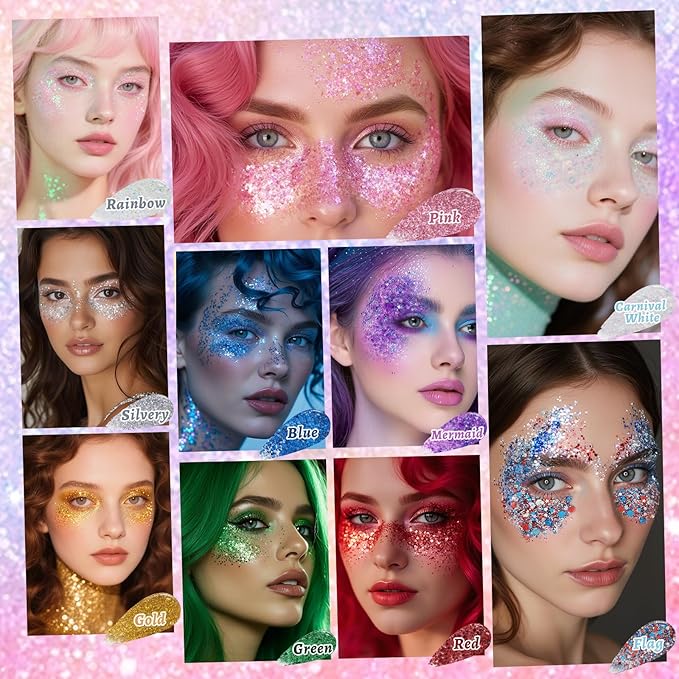 Mardi Gras Face and Body Glitter Stick for Sparkling Makeup, Hair Glitter Accessories for Women, Highlighting Stick for Fairy Dust, Cheerful Face Glitter for Festive Parties and Carnivals