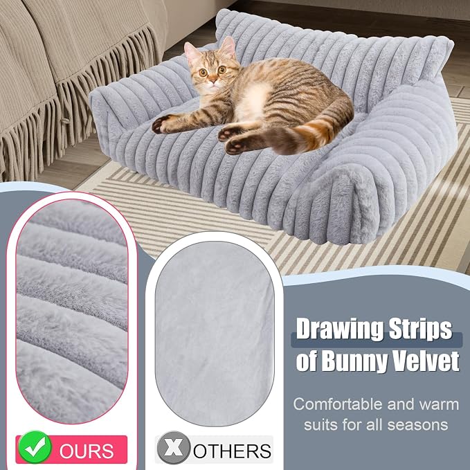 Dog Beds for Small Dogs, Cat Dog Couch Bed for Indoor Cats, Dog Sofa,M,Grey | Dog Couch Bed with Removable Washable Cover,Cute Fluffy Pet Sofa Cat Couch Bed,Washable Dog Bed Medium Large Size Dog