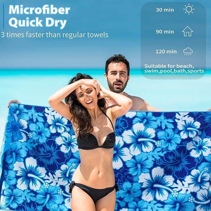 TwoYek 6 Pack Microfiber Thin Beach Towel Lightweight 71x32 Oversized Extra Large Sand Free Towels Quick Dry for Travel Pool Yoga Gym Sports Beach Accessories Vacation Essential Gift