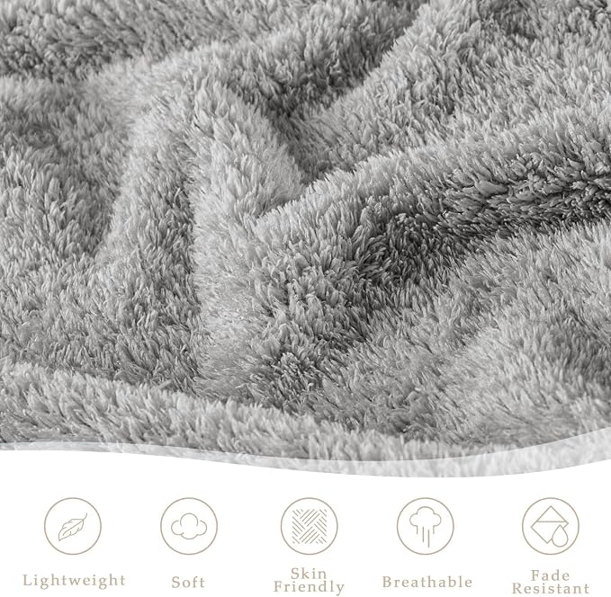 Exclusivo Mezcla Fleece Twin Size Blanket for Couch and Bed, 60" x 80" | Super Soft and Cozy Fluffy Blanket for Women, Lightweight and Fuzzy Blanket for Teens Back to School, All Season, Light Grey