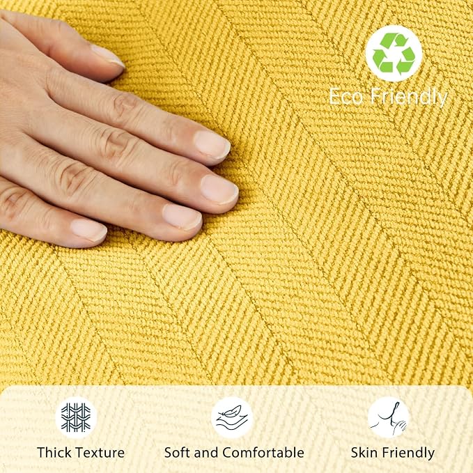 Yellow Pillow Covers 12x20 Set of 2 Chenille Throw Pillow Covers with Elegant Design Soft and Luxurious Decorative Throw Pillows for Couch, Bed, and Home Decor