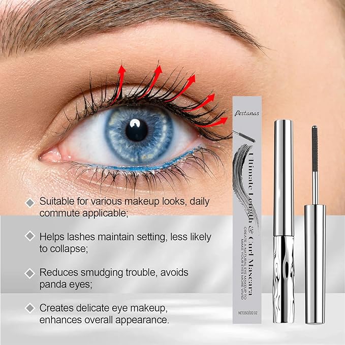 Zkyo Iron Wand Mascara, Waterproof Metal Mascara Wand,Liquid Lash Extensions Effect, Waterproof & Long-Lasting, No Flaking, No Clumping, 3D Curling Eyelash(Black)（1PC)