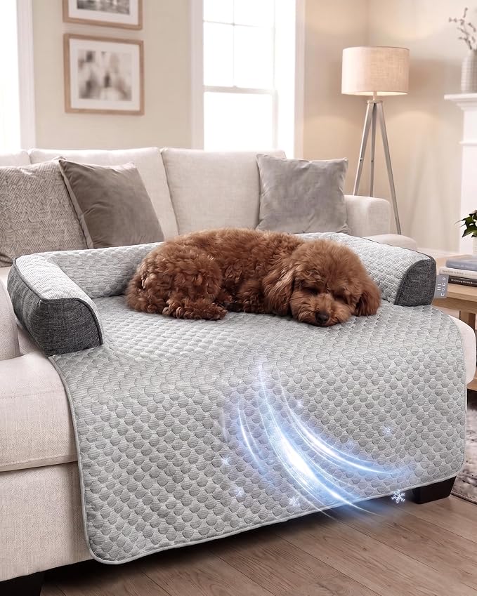 Cooling Dog Bed/Mat for Couch,Medium Size(35" x 31") Cooling Mat for Dog | Non-Slip&Manchine Washable,Ice Silk Cool Fiber Keep Pets Cool & Comfortable,Protects Sofa from Fur & Scratches