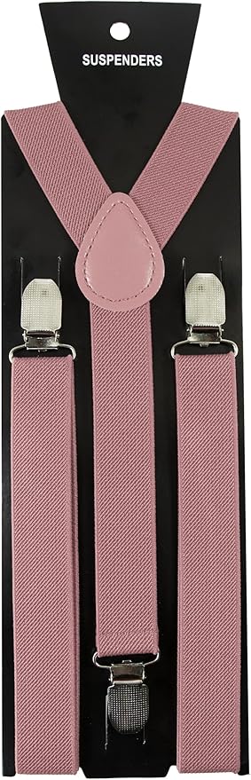 JEMYGINS Solid Color Mens Suspender with 3 Strong Clips Adjustable Braces