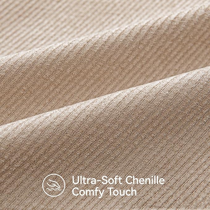 a moment Pack of 2 Decorative Chenille Throw Pillow Covers with Twill Cushion Covers for Sofa Living Room Couch Bed 26x26 Inch,Beige