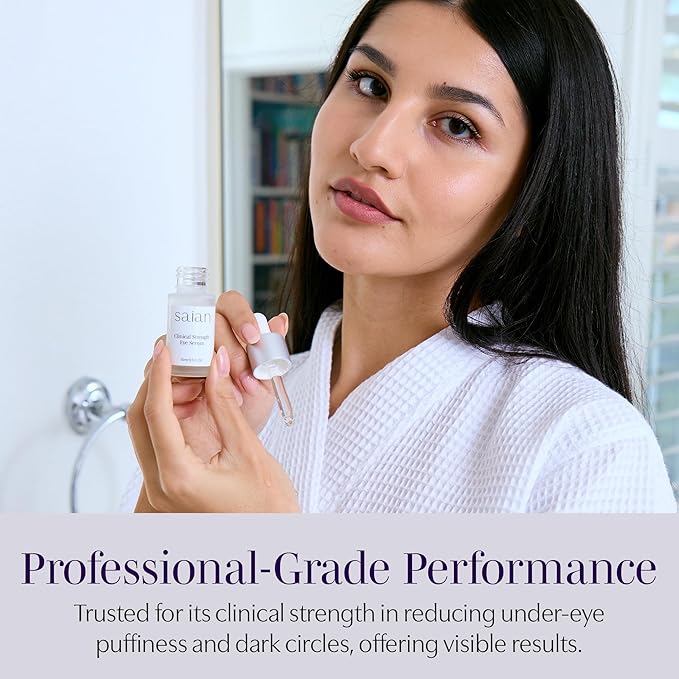 Saian Clinical Strength Eye Serum - Under Eye Serum for Dark Circles and Bags - Hydrating Hyaluronic Acid Peptide Depuffer for Puffiness and Fine Lines - Vegan Care for the Under Eye Area - 0.5 Fl Oz