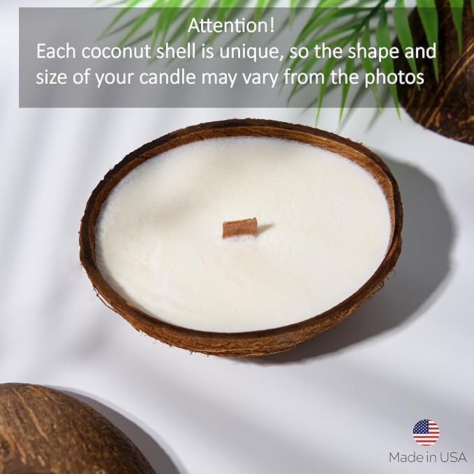 – Scented Candles Clearance | Coconut Shell Soy Wax Candle with Wooden Wick | Candles for Home Décor | Gift Idea for Women (1, Citrus Drift)