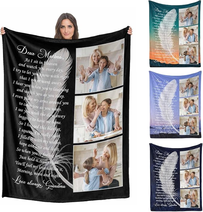 Custom Memorial Blanket with Photo - Sympathy Gift for Loss of Loved One