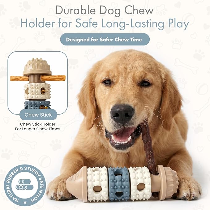 Ali+Oli Pets Bully Stick Holder & Treat Dispensing Dog Toy – Interactive Dog Puzzle Toy for Boredom, Slow Release Kibble Dispenser, Durable Dog Chew Holder for Safe Long-Lasting Play