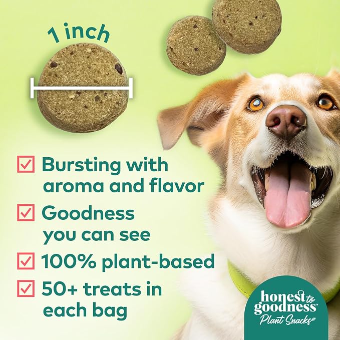 Honest to Goodness Plant Snacks Apple & Cinnamon Dog Treats, 8 oz | Crunchy, Plant-Based, Happy Feet Mobility Support, Enriched with Omega 3 Fatty Acids, Fortified with Postbiotics, USA Made