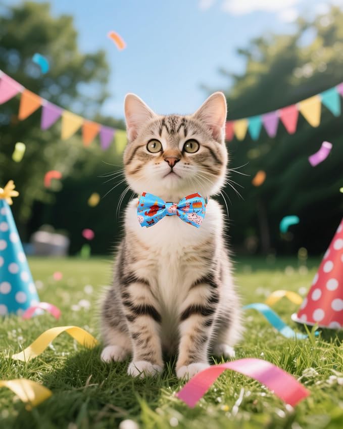 PET SHOW 5 Pack Happy Birthday Dog Bowties for Small Dogs Slide on Collar