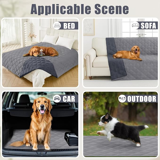 Smiry Waterproof Dog Bed Cover, Reversible Pet Blanket for Sofa Couch | Soft Washable Dog Blanket, Leakproof Couch Cover for Dogs Cats & Furniture Protection, 30x53, Grey/Dark Grey