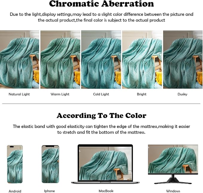 NEWCOSPLAY Fleece Leaves Pattern King Blanket, Light Teal, 90"x110" | Super Soft Throw Blanket, Lightweight Cozy Bed Sofa Blanket, Premium Silky Flannel Fleece, Travel Blanket for All Season Use
