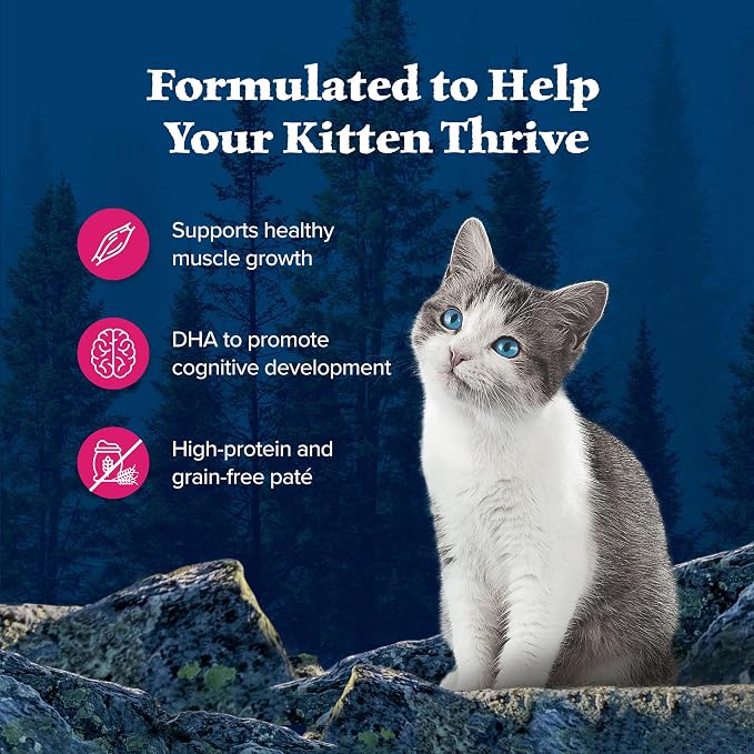 Blue Buffalo Wilderness Natural High Protein Grain Free Wet Food for Kittens,Salmon Pate,3-oz,(Pack of 48)