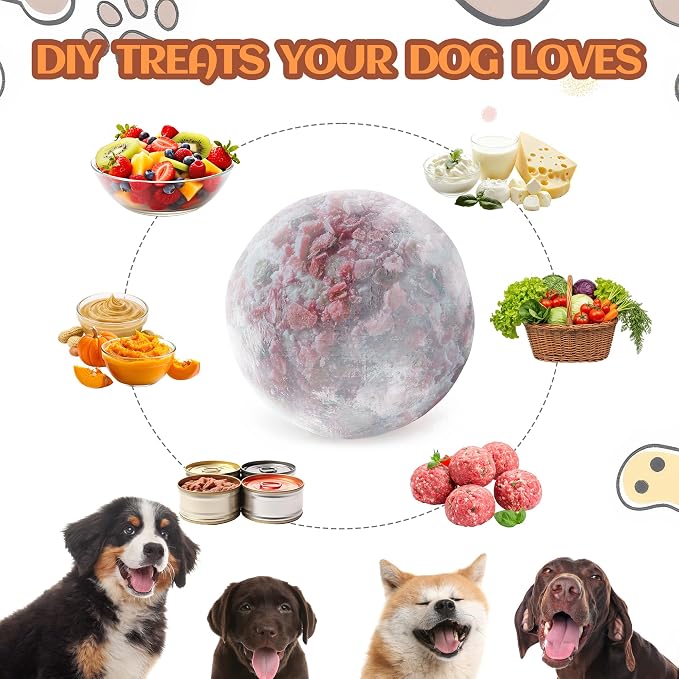 ALL FOR PAWS Dog Frozen Treat Toy, Interactive Slow Feeder Enrichment Toy for Dog, Dumbbell Treat Ball with Food-Grade Silicone Tray, DIY Frozen Puzzle Toy for Small to Large Dogs