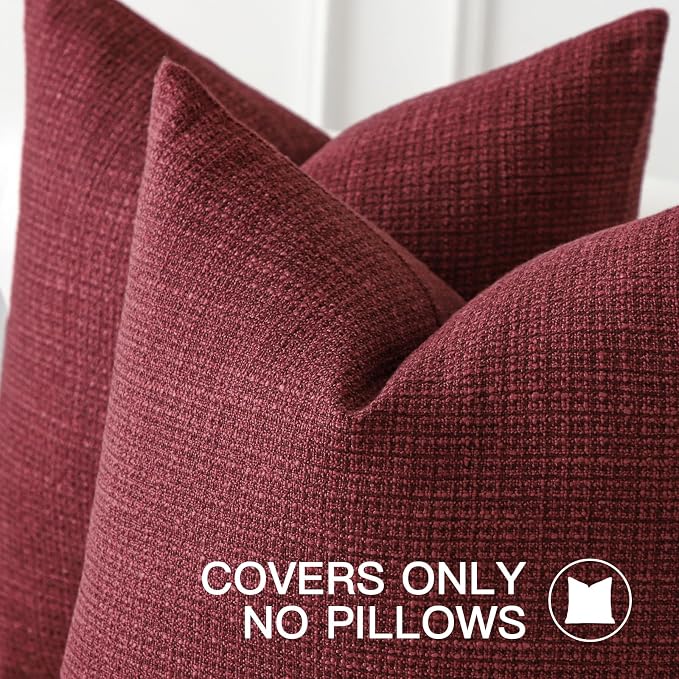 OTOSTAR Linen Throw Pillow Cover Set of 1 Decorative Lumbar Pillowcases Cushion Covers 12x20 Inch for Home Decor Sofa Bedroom Car 30 x 50CM Burgundy