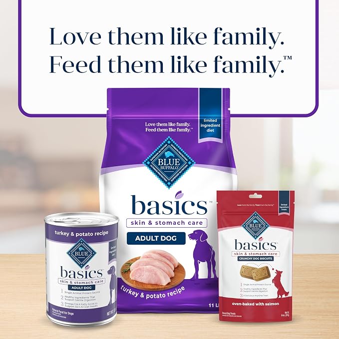 Blue Buffalo Basics Turkey Adult Skin & Stomach Care Dry Dog Food, 11 lb | Real Turkey #1 Ingredient, Limited Ingredient Diet, Antioxidant-Rich LifeSource Bits, Skin & Coat Health