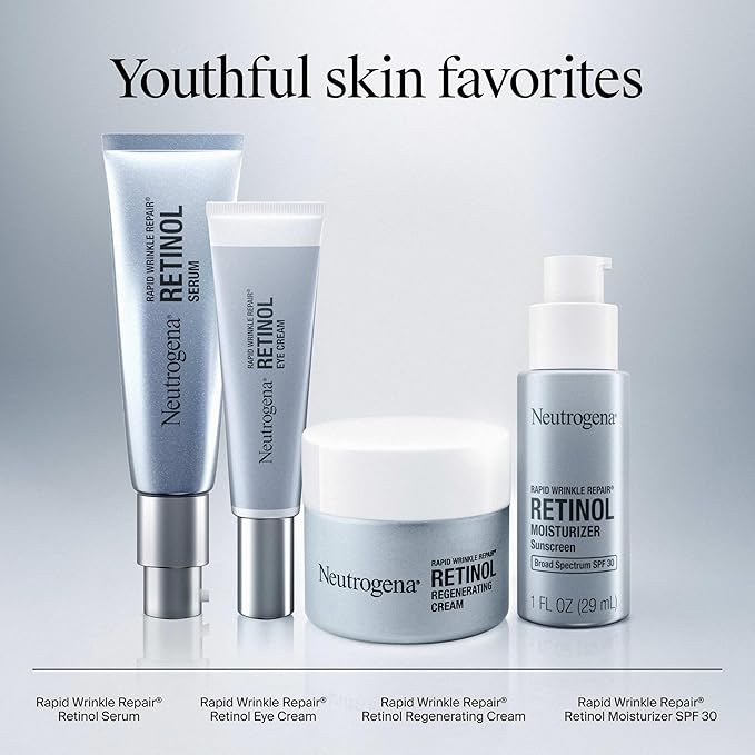 Neutrogena Rapid Wrinkle Repair Retinol Face Moisturizer, Daily Anti-Aging Face Cream with Retinol & Hyaluronic Acid to Fight Fine Lines, Wrinkles, & Dark Spots, 1.7 oz