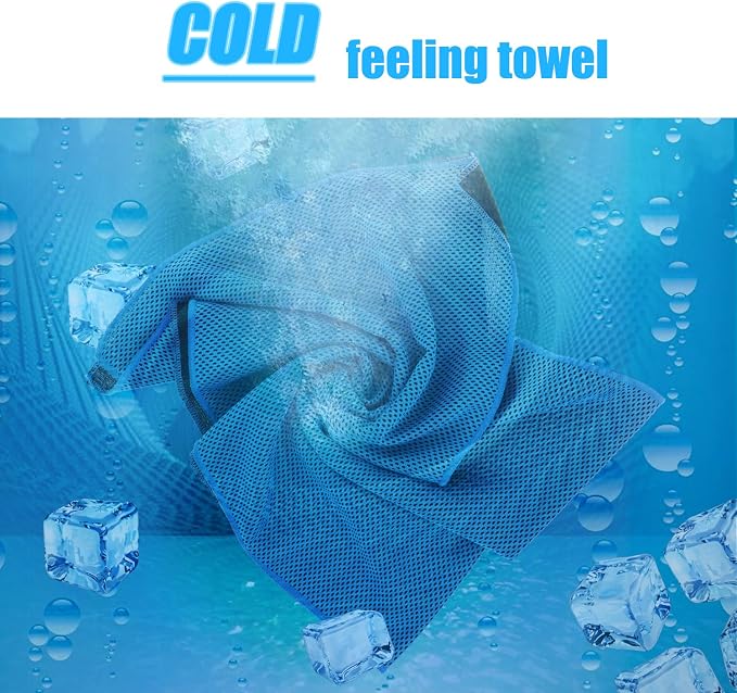 Cooling Towel (Pack of 20, 40"x12") with Pouches for Sports, Workout, Fitness, Gym, Yoga, Golf, Pilates, Travel, Camping & More