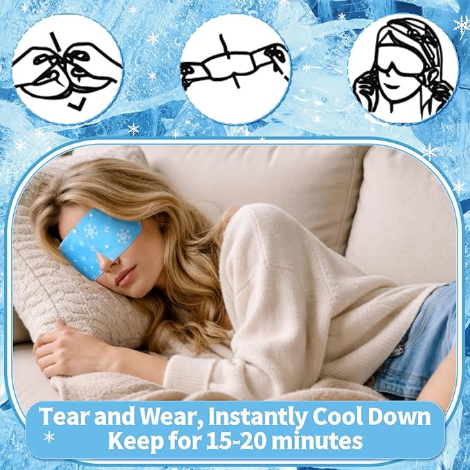 Newcotte 36 Pack Cooling Eye Masks Mint Scented Disposable Hydrogel Eye Patches for Puffy, Dark Circles, Dry Eyes Cooling Sensation Individually Wrapped Travel Size Relaxation Gifts for Men Women