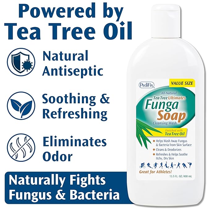 PediFix FungaSoap Tea Tree Cleansing Wash – Antifungal Body Wash & Foot Soap – All-Natural Tea Tree Oil Cleanser for Athlete’s Foot, Ringworm, Jock Itch, Body Odor & Fungus - 13.5 fl. oz
