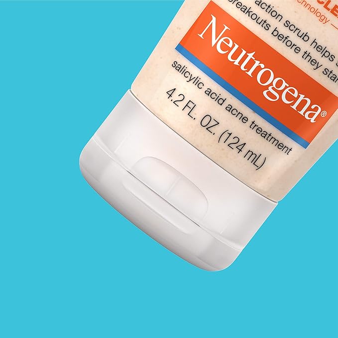 Neutrogena Oil-Free Acne Face Wash with 2% Salicylic Acid, Daily Exfoliating Scrub & Acne Treatment for Oily, Acne-Prone Skin, Clears Breakouts & Blackheads, 4.2 fl. oz