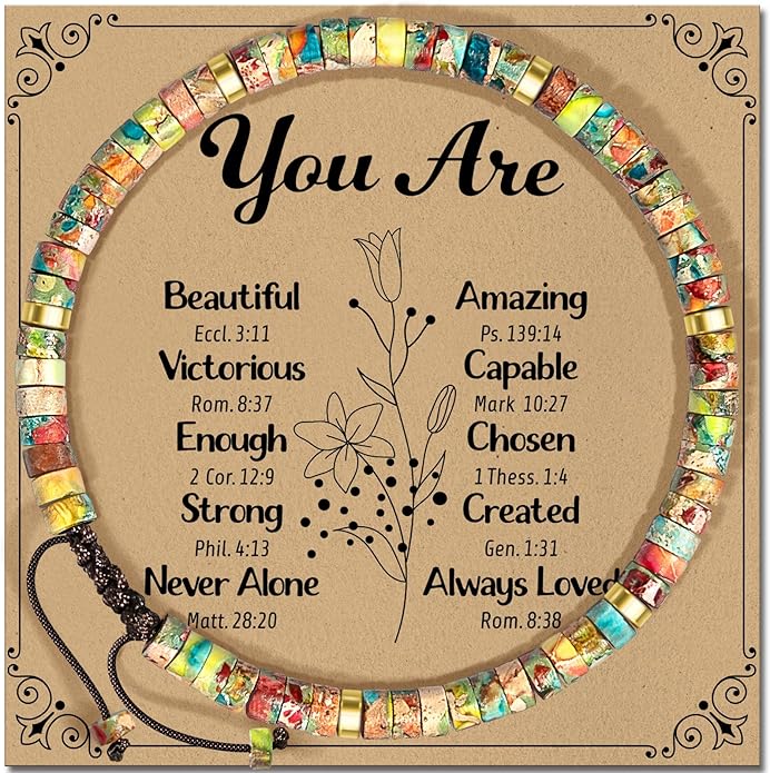 Inspirational Gifts Bracelets for Women: Valentines Mothers Day Birthday Gifts for Women Friends Sister Mom - Healing Natural Stone Beads Bracelets Thinking of you Get Well Soon Gift for Women