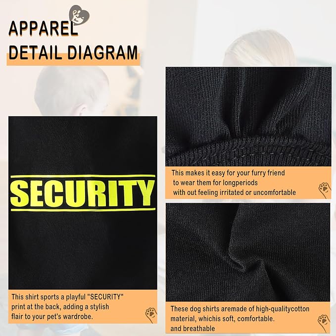 Discover Cozy Cotton Canine Wear: Soft, Lightweight, and Breathable Dog Shirt Vest with Eye-Catching Graphics(Security), Keeping Your Furry Friend Warm and Comfy! Red XXS