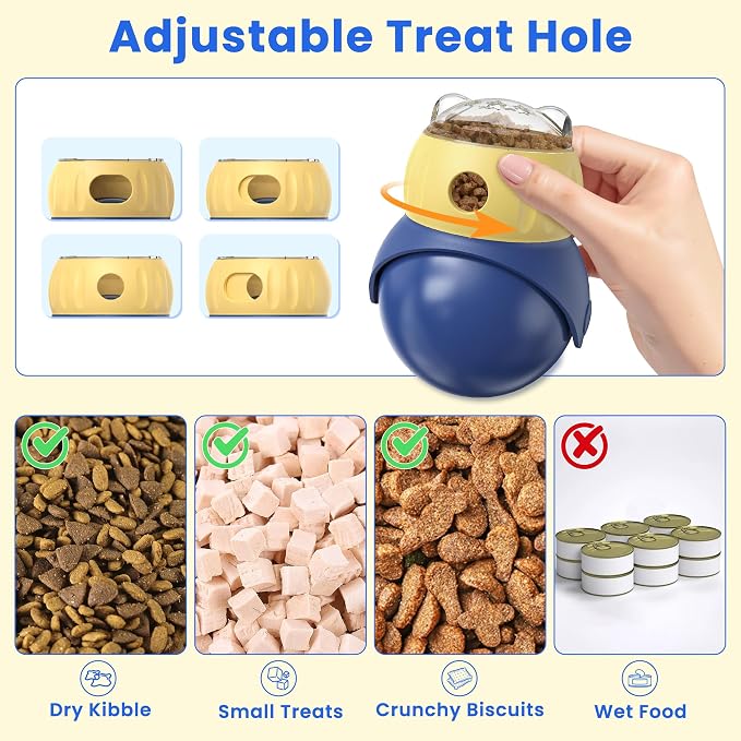 Cat Interactive Puzzle Toy, Adjustable Treat Dispenser | Cat Toys for Indoor Cats, Safe Enrichment Toy for IQ Training, Mental Stimulation, Boredom Relief, Great Gift
