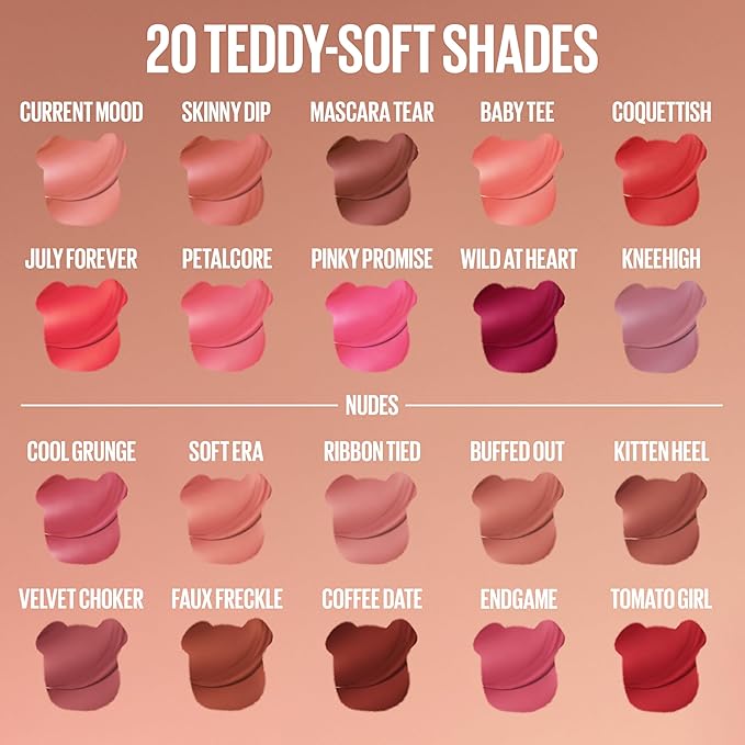 MAYBELLINE Super Stay Teddy Lip Tint, Long Lasting Matte Lipstick for Up To 12HR Wear, Tomato Girl, 1 Count