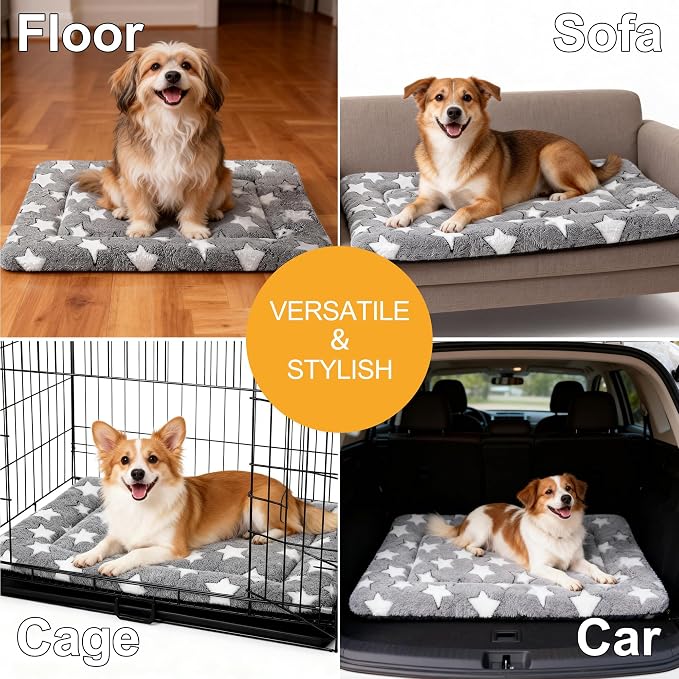 Dog Bed Mat, Reversible Crate Pads for Small/Medium/Large Dogs & Cats Sleeping, Portable & Soft, Dog Beds Crate Pad (Grey, M(30"*20"*1.5"))