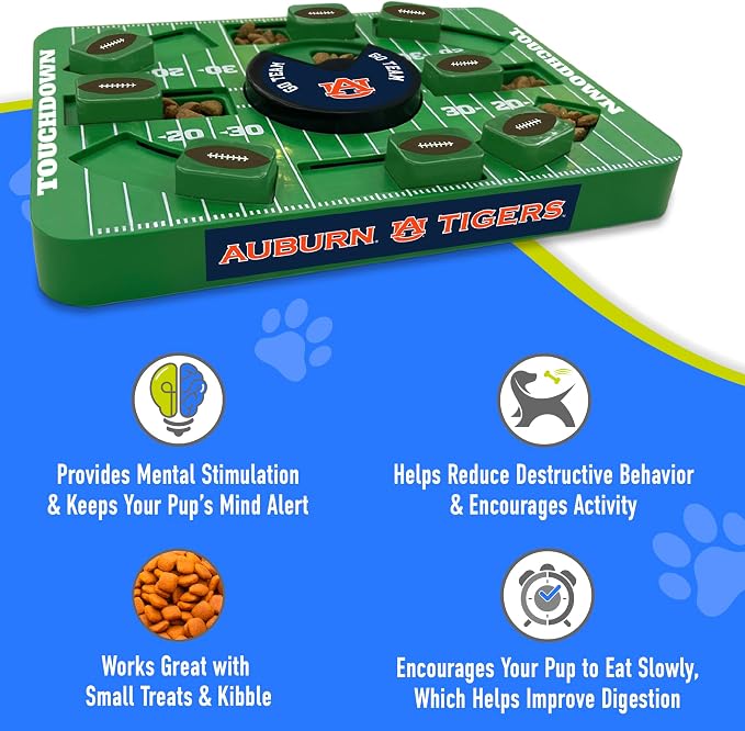 Pets First NCAA Auburn Large Puzzle Toy, New Size, Interactive Dog Treat & Slow Feeding Toy
