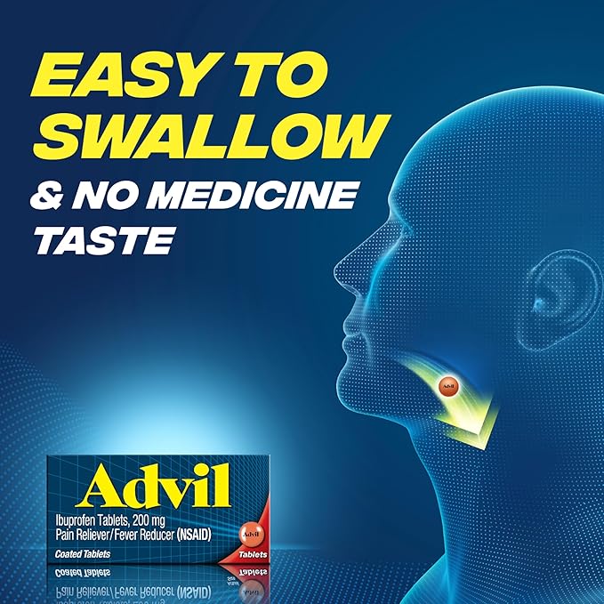 Advil Pain Reliever and Fever Reducer, Pain Relief Medicine with Ibuprofen 200mg for Joint Pain, Muscle Ache and Minor Arthritis Pain Relief - 200 Coated Tablets with Easy Open Arthritis Cap