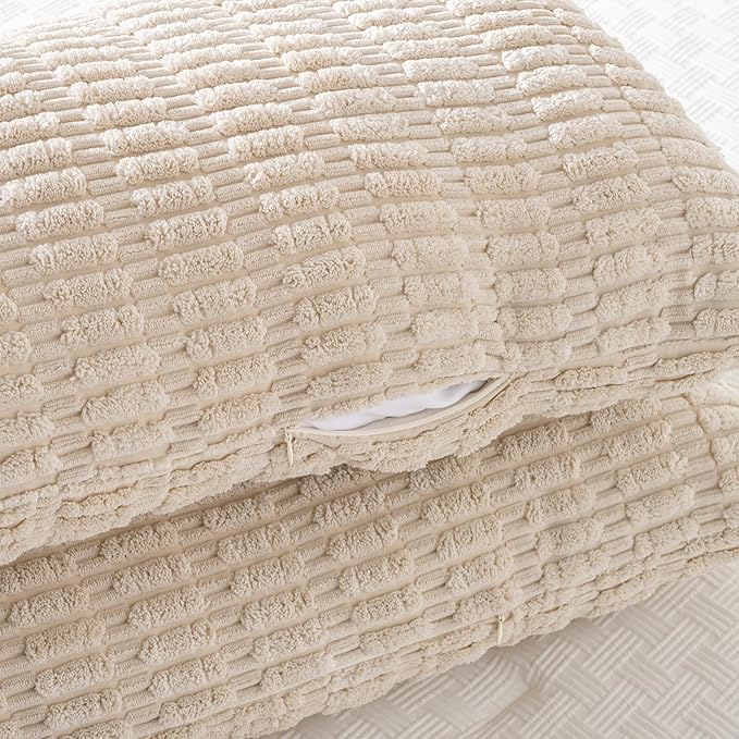 Fancy Homi Decorative Throw Pillow Covers for Bed Couch Bedroom Bench, Soft Corduroy Solid Pillow Case, Rustic Farmhouse Boho Room Decor,36" x 14" (Pack of 1),Tan