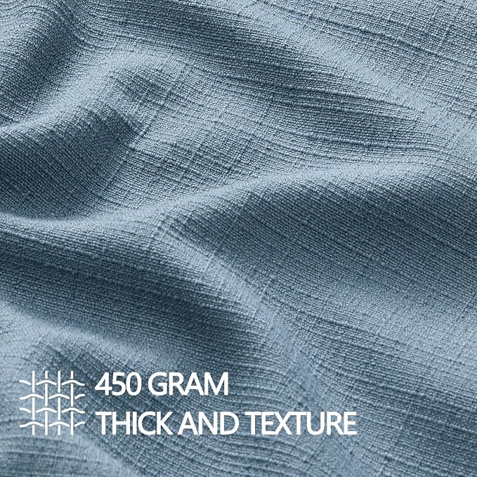 MIULEE Thick Textured Decorative Throw Pillow Covers 18x18 Inch Blue | Set of 2, Linen Blend Pillow Cover, Flange Edge Design, Farmhouse Modern Boho Style, Bed Couch Living Room Decor