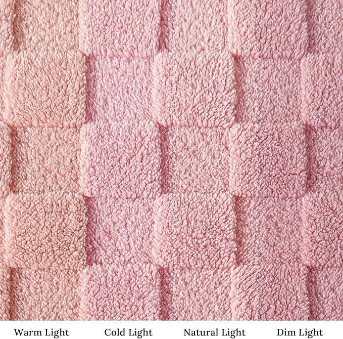 Exclusivo Mezcla 3D Checkered Fleece Queen Blanket for Bed, Pink | Super Soft and Cozy Fluffy Blanket, Lightweight, Breathable, Decorative Blanket for Living Room, Bedroom, All Season, 90"x90"