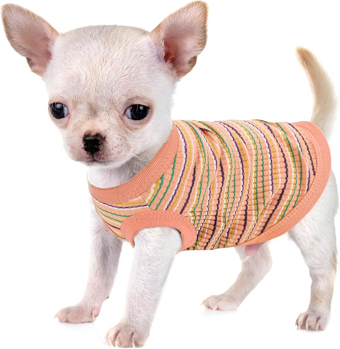 Elevate Your Pet's Comfort and Fashion: Premium 100% Cotton Rib Dog Shirt Vest for Small Breeds Like Chihuahuas, Yorkies, and Puppies .Year-Round Style with Tank-Style Puppy Attire Orange X-Large
