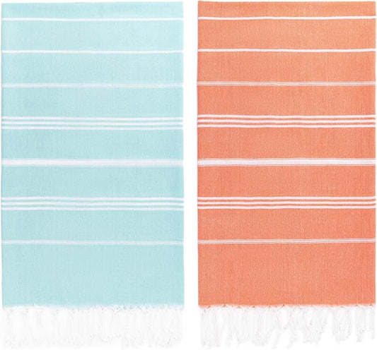 Aegero 2 Packs Turkish Beach Towel, 36"x71" Quick Dry Sand Free Oversized Bath Pool Swim Towel, Lightweight Travel Turkish Towels Vacation Essentials