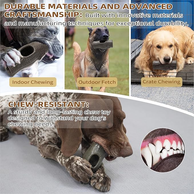 Tree Stump Dog Frozen Treat Toy, Long Lasting Chew & Heavy Duty Treat Dispenser Toy for Large Dogs with Peanut Butter Holder, Non-Toxic Easy Clean Teething Toys for Aggressive Chewers