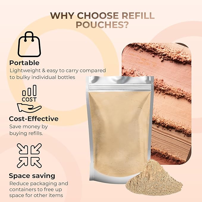 Foundation Powder Refill (Warm)(8 Ounce Bag) By Sweet Face Minerals, Lightweight Mineral Loose Makeup Powder with SPF 20, Full Coverage Flawless Finish, Talc-free, Cruelty-Free, Refillable Pouch