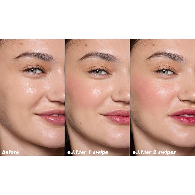 e.l.f. Sheer For It Blush Tint, Multi-Use, Long-Lasting Lip & Cheek Makeup, Creates A Natural Flush Finish, Vegan & Cruelty-Free, Left On Red