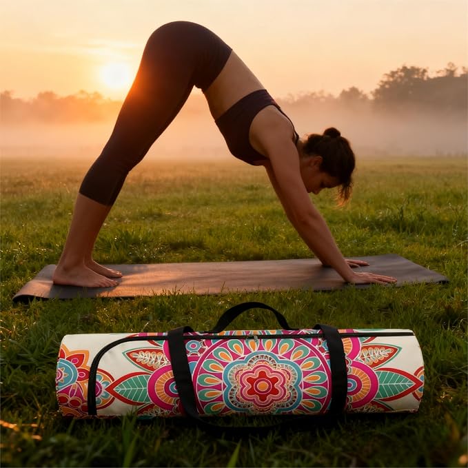 Spacious Extra Large Storage Yoga Mat Bag | Huge Capacity Mandala Gym Tote - Waterproof Wear-Resistant Carrier Strap Pilates